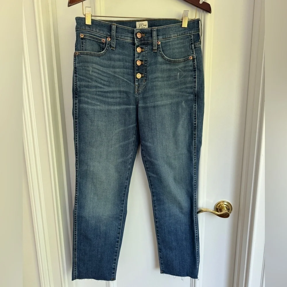 J CREW vintage Straight Jean with (4)button fly in stormy ink Size 28 EUC
